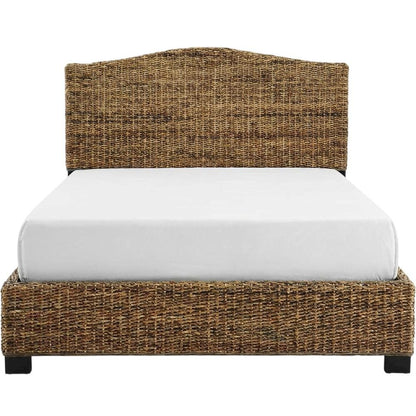 Rattan King Bed Frame with Headboard and Footboard in Natural Finish