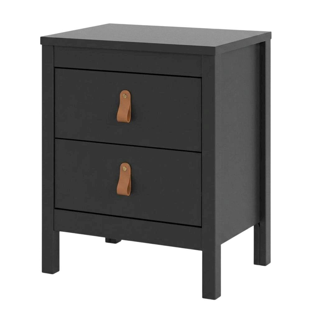 Stylish Black Matte Nightstand with Two Drawers for Modern Bedrooms