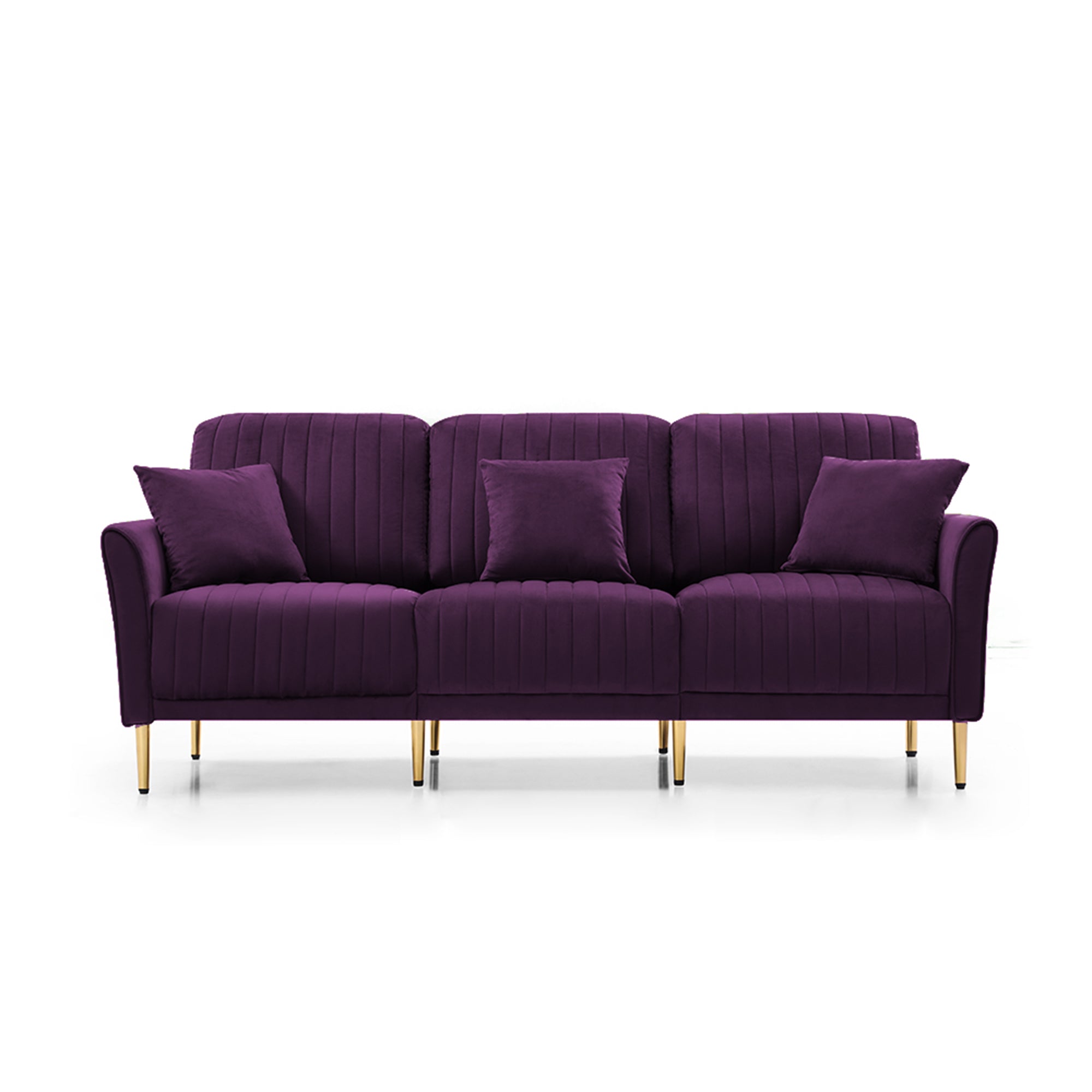 Living Room Sofa Velvet Upholstered Couch Furniture for Home or Office 3-Seat,Purple