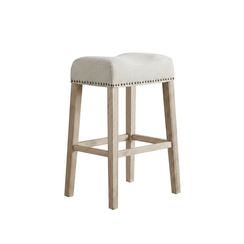 Upholstered Backless Saddle Seat Bar Stools, Tan, Set of 2, 29" Height