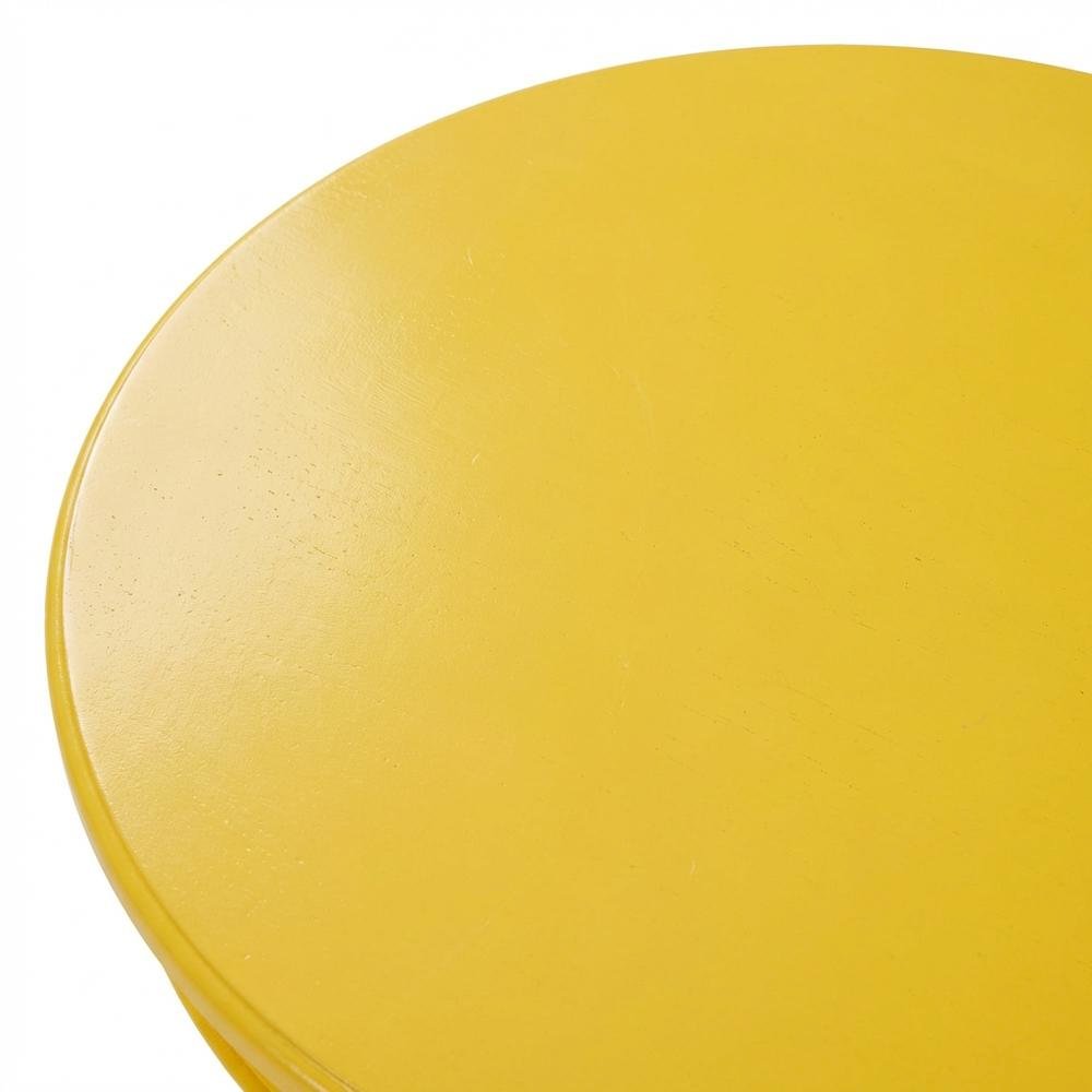 Yellow Round Coffee Table with Shelf and Modern Design