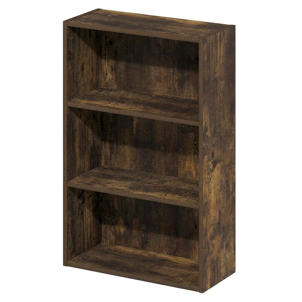 Wooden bookcase with open shelving for living room or office storage