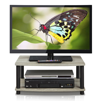 Turn-N-Tube No Tools 2-Tier Elevated TV Stands, Oak Grey/Black