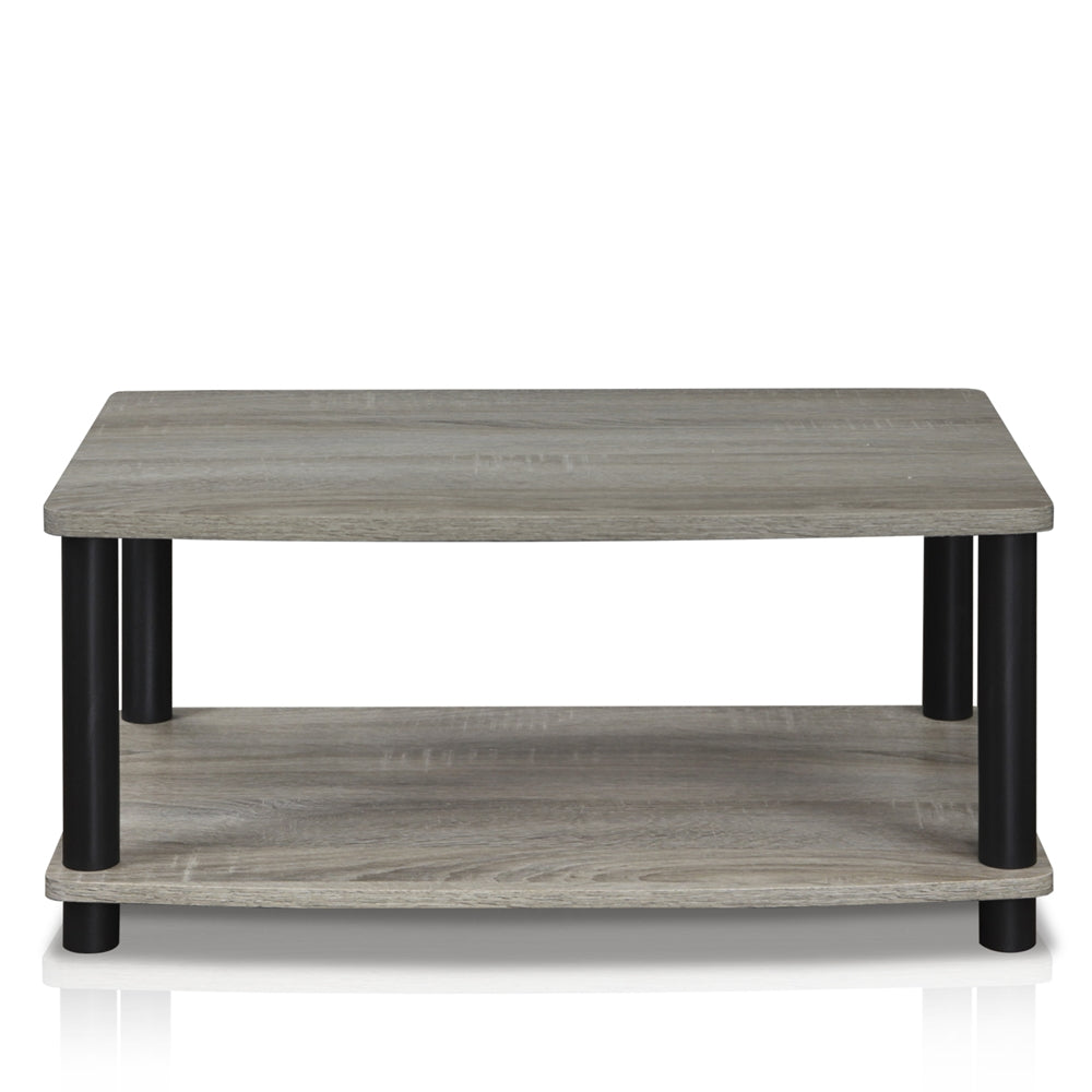 Turn-N-Tube No Tools 2-Tier Elevated TV Stands, Oak Grey/Black
