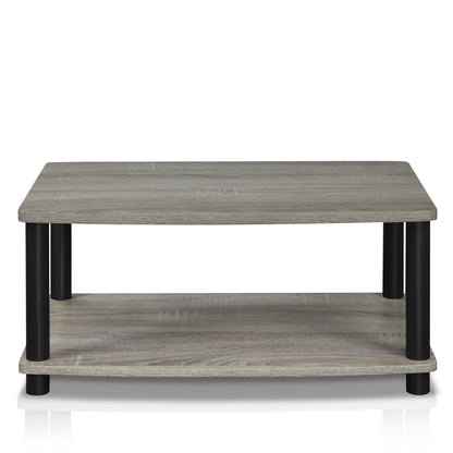Turn-N-Tube No Tools 2-Tier Elevated TV Stands, Oak Grey/Black