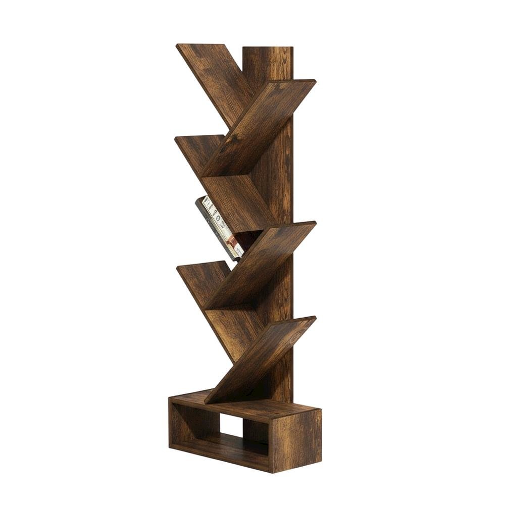 Wooden bookcase with open shelving for modern living spaces