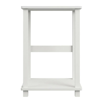 White Nightstand Set with Wooden Finish and Modern Design