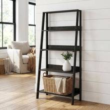 Espresso 5-Tier Ladder Bookcase with Display Shelves and Wood Construction