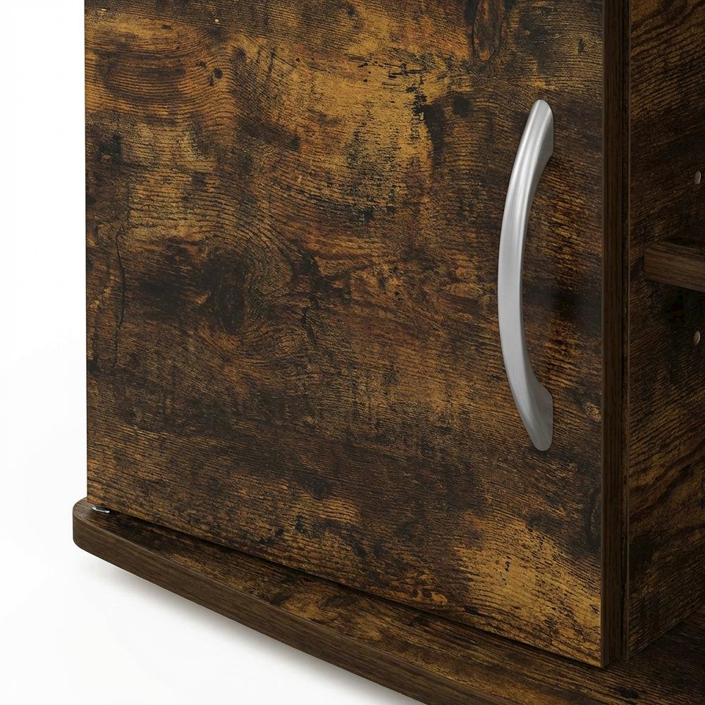 Black Amber Pine Large Entertainment Center with Spacious Storage