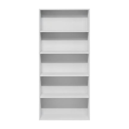 White 5-Tier Bookshelf with Adjustable Shelves for Flexible Storage
