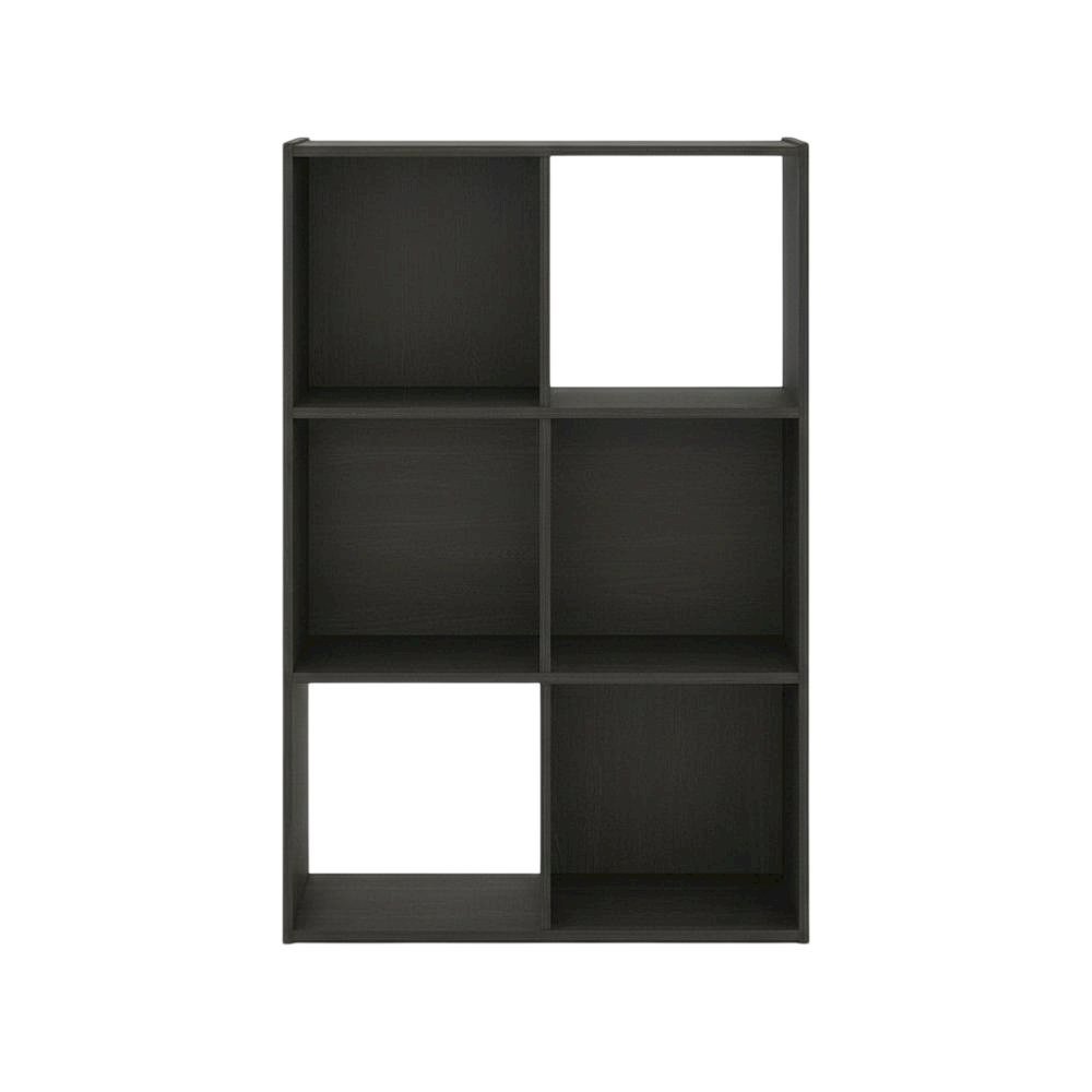 Wood Bookcase in Warm Brown Finish with Multiple Shelves for Storage