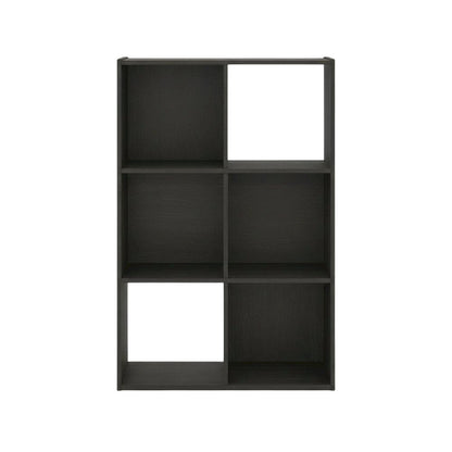 Wood Bookcase in Warm Brown Finish with Multiple Shelves for Storage