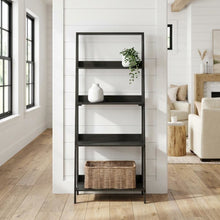 Black 5-Tier Ladder Shelf for Books and Display Storage