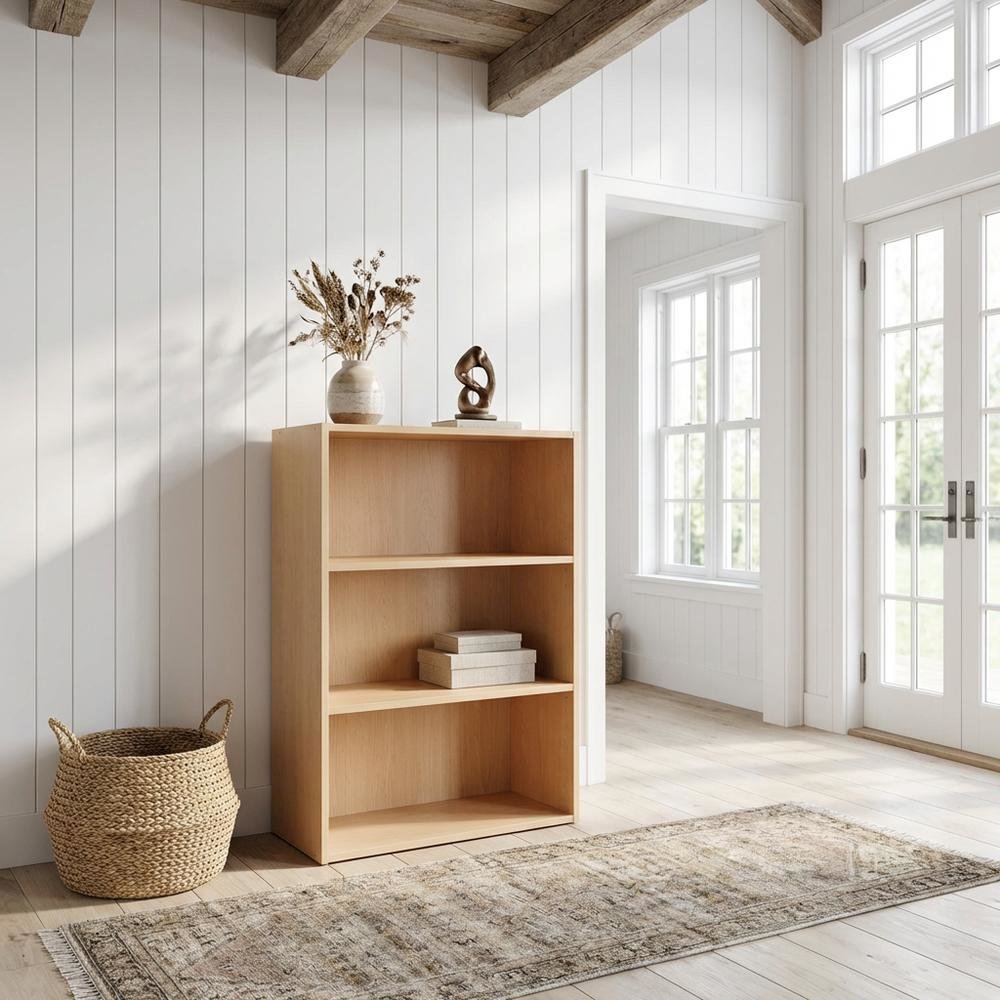 Wooden 3-Tier Open Shelf with Finish for Storage and Display