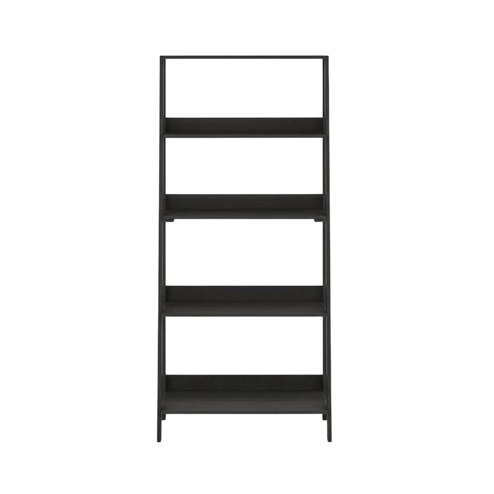 Black 5-Tier Ladder Shelf for Books and Display Storage