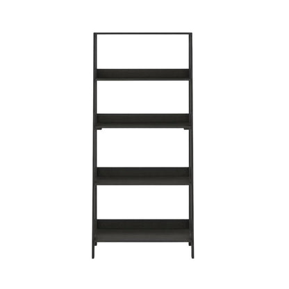 Black 5-Tier Ladder Shelf for Books and Display Storage