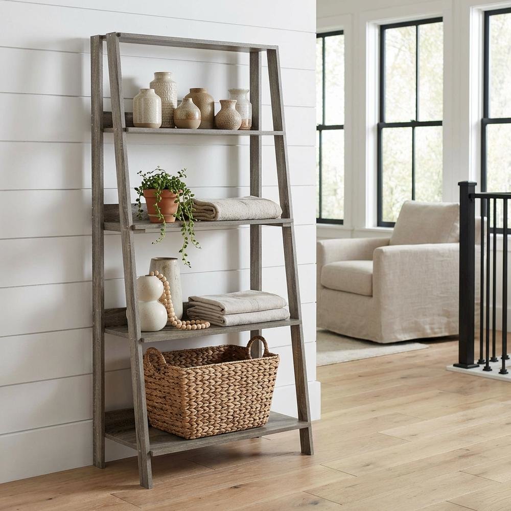 Contemporary Engineered Wood Bookcase with Stable Shelves