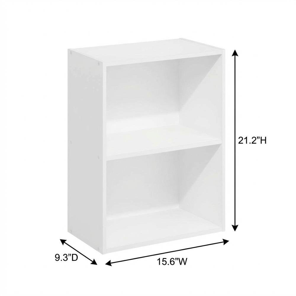 White 2-Tier Open Shelf Bookcase with Stylish Wooden Design