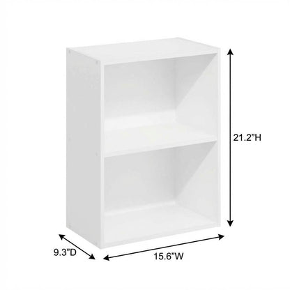 White 2-Tier Open Shelf Bookcase with Stylish Wooden Design