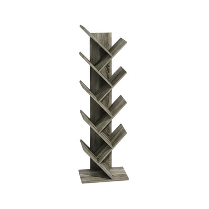 Grey Oak 9-Tier Floor Standing Bookcase with Sturdy Wood Construction