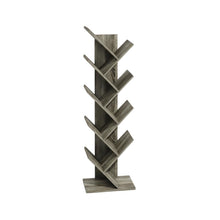 Grey Oak 9-Tier Floor Standing Bookcase with Sturdy Wood Construction