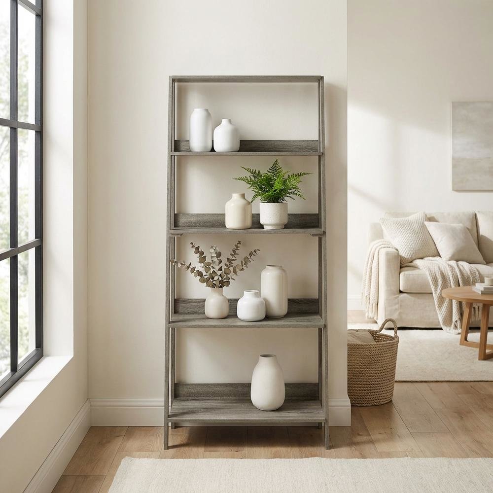 Contemporary Engineered Wood Bookcase with Stable Shelves