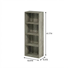 4-Tier Open Shelf Bookcase with Rustic French Oak Finish