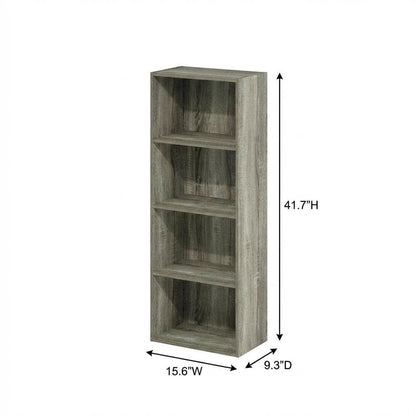 4-Tier Open Shelf Bookcase with Rustic French Oak Finish