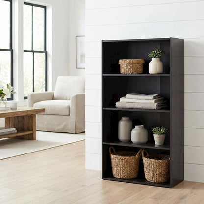 Espresso 4-Tier Open Shelf Bookcase with Spacious Storage