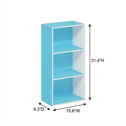 Light Blue 3-Tier Open Shelf Bookcase, Wooden Construction for Organized Storage