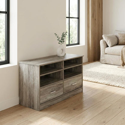French Oak TV Stand with Drawer and Wood Construction