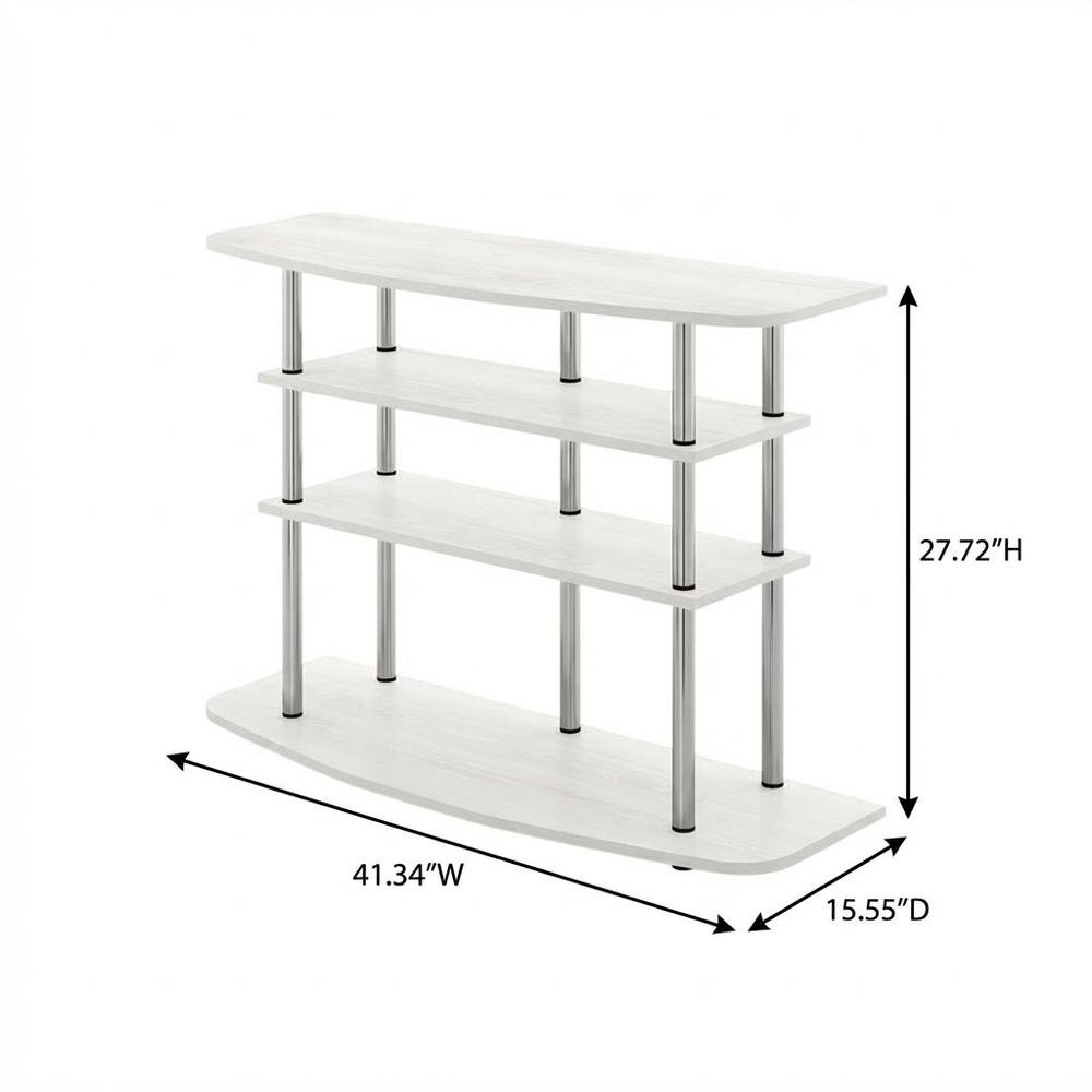 White Oak 4-Tier TV Stand with Wood Store Display for up to 46-inch Screens