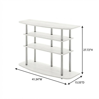 White Oak 4-Tier TV Stand with Wood Store Display for up to 46-inch Screens
