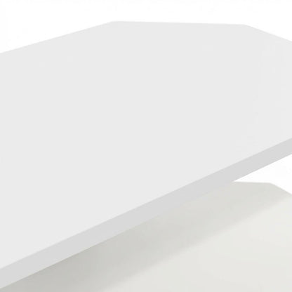 White 4-Tier Petite TV Stand with Easy Assembly and Solid Wood Construction