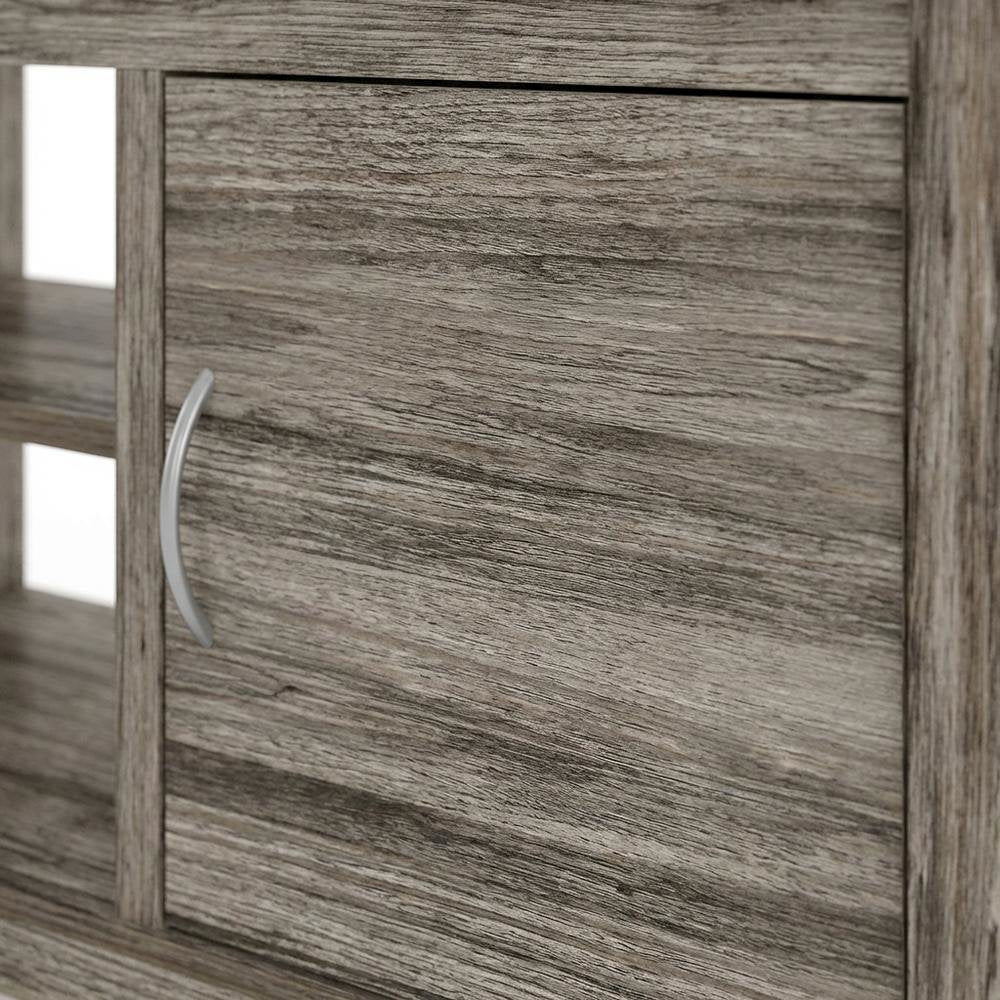 Wooden TV stand with rustic oak finish for up to 65-inch screens, ample storage