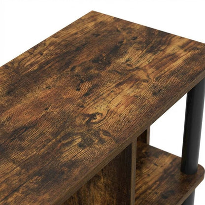 Wooden TV stand with amber pine and black finish, holds up to 40-inch screens