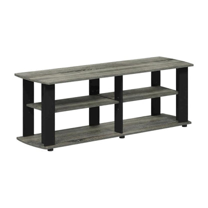 Black and French Oak TV Stand with Composite Wood Construction for Living Room