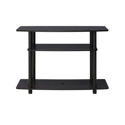 Dark Walnut TV stand with 3-tier open shelves and modern design