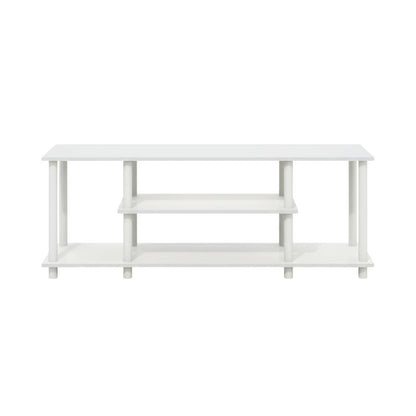 White 3-Tier TV Stand with Spacious Shelving and Durable Wood Finish