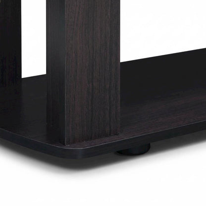 Dark Walnut Wood TV Stand with Spacious Storage and Sleek Design