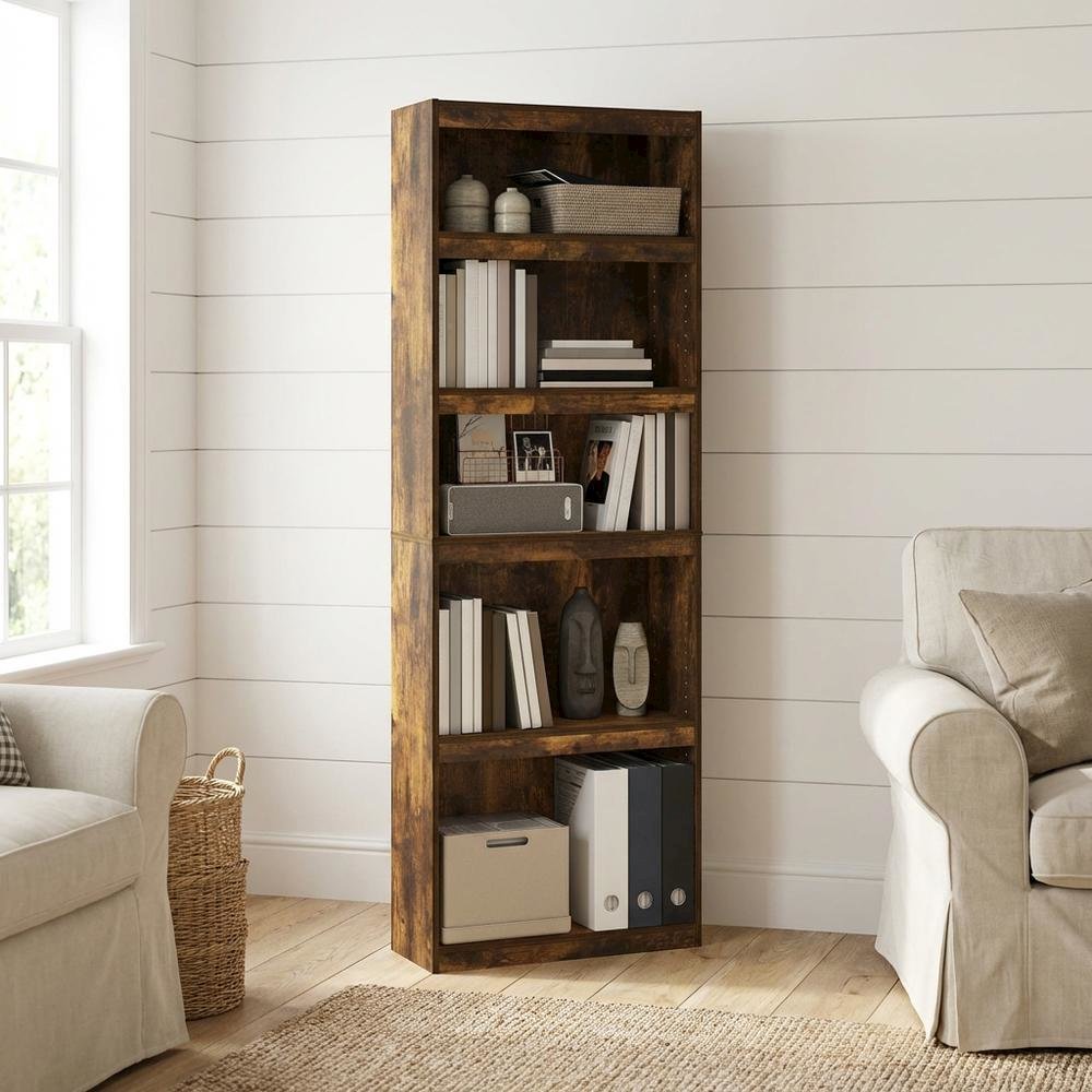 Amber Pine 5-Tier Shelf Bookcase with Ample Storage Space