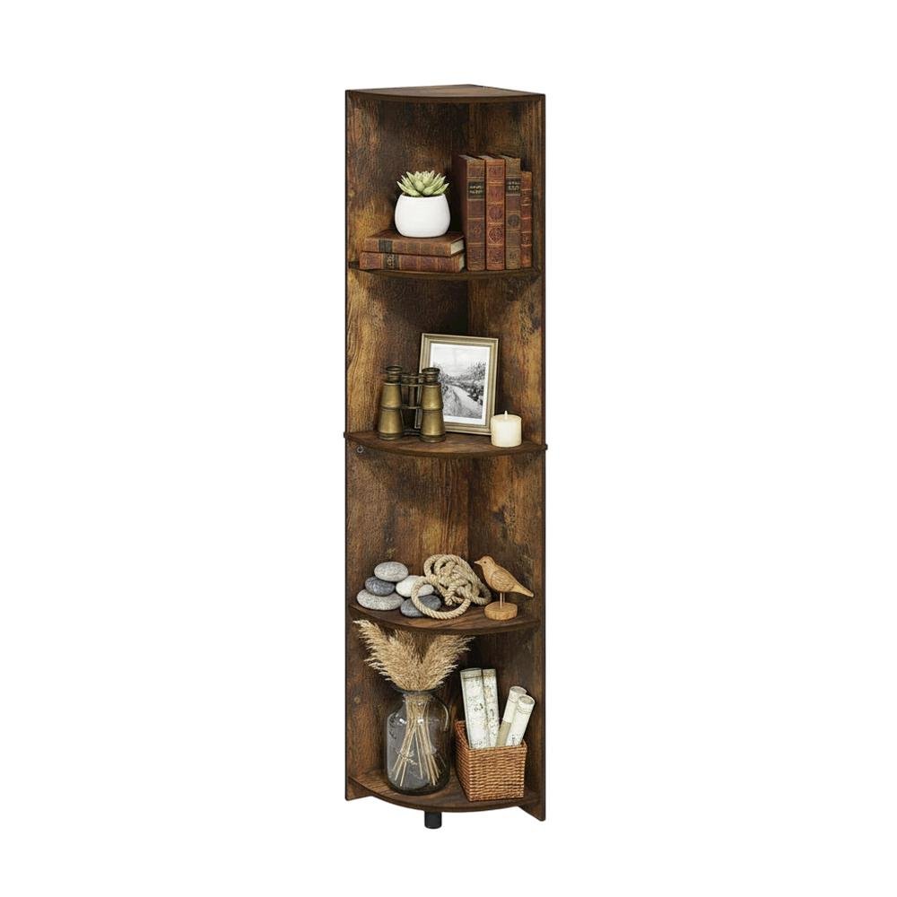 Amber Pine 4-Tier Corner Shelf with Sturdy Wooden Construction