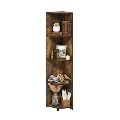 Amber Pine 4-Tier Corner Shelf with Sturdy Wooden Construction