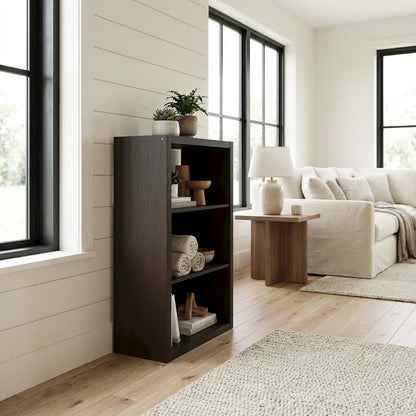 Wooden bookcase with open shelves for versatile storage
