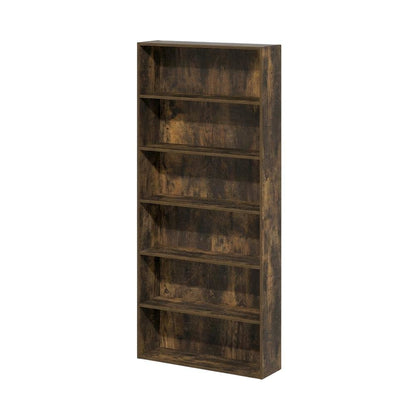 Amber Pine 6-Tier Open Shelf Bookcase with Storage Organizer