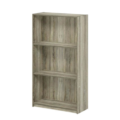 3-Tier Bookcase with Sonoma Oak Finish, Durable Wood Shelves for Home Storage