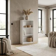 White Wooden Bookcase with Adjustable Shelves and Modern Design