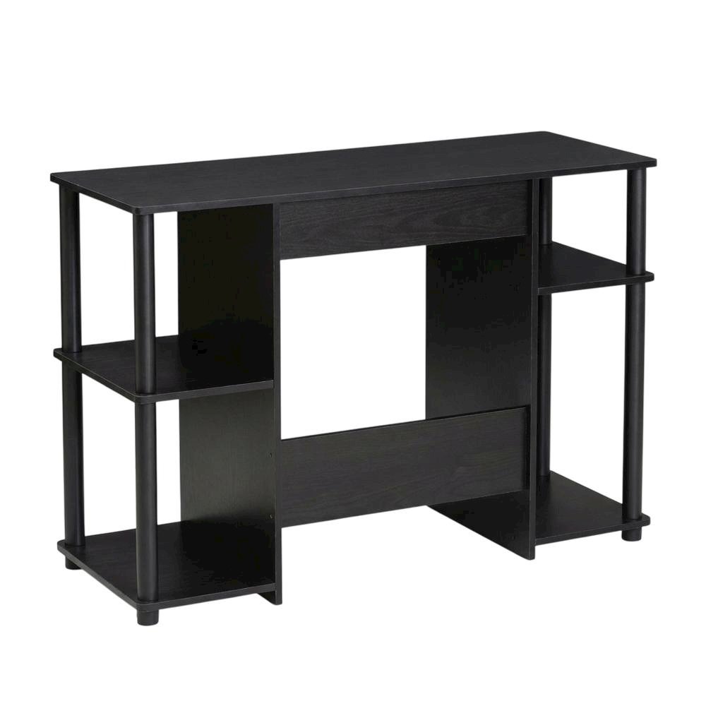 Black compact computer study desk with sturdy design and space-efficient layout