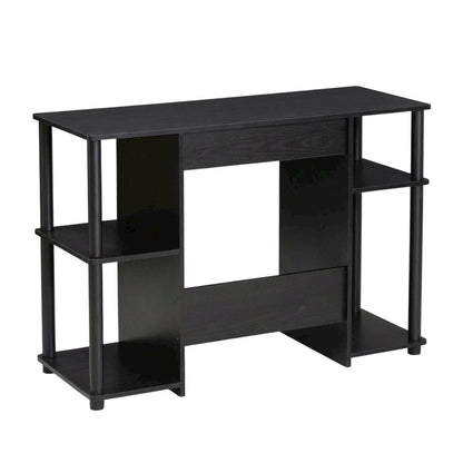 Black compact computer study desk with sturdy design and space-efficient layout