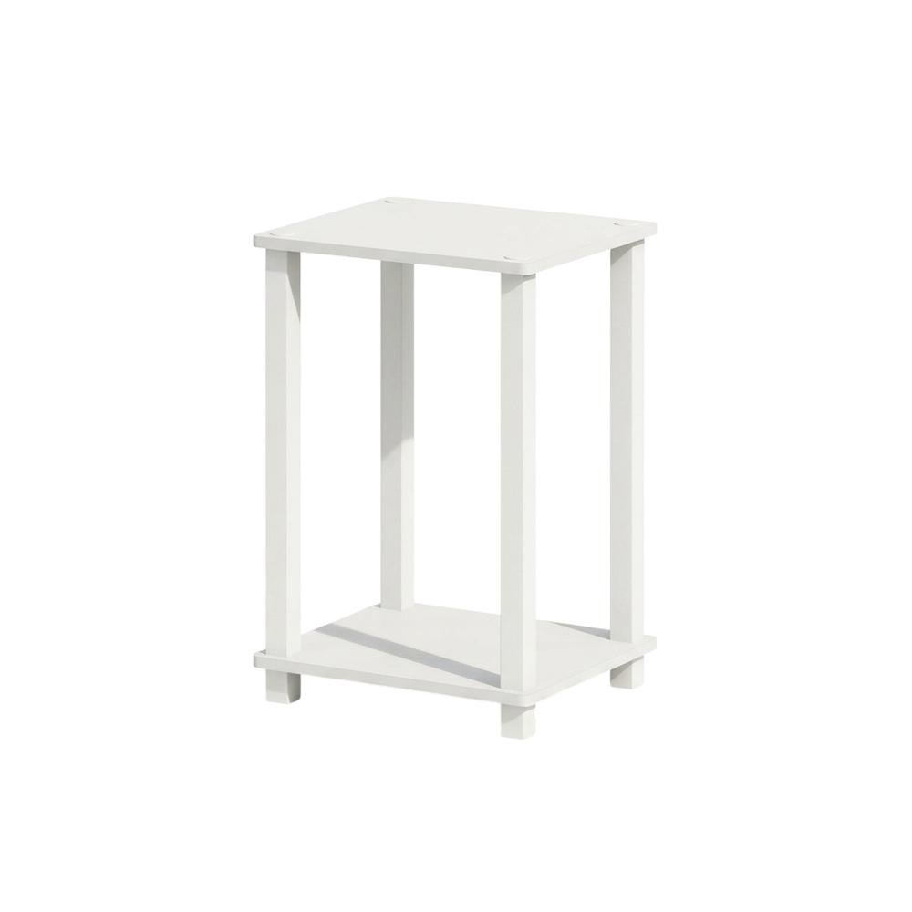 White wood nightstand with compact design and versatile surface